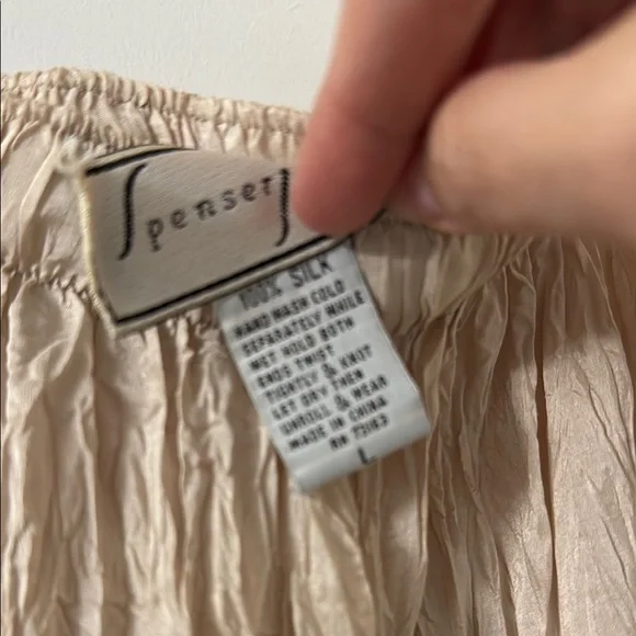 100% Silk Beige Maxi Skirt - Picture 2 of 5